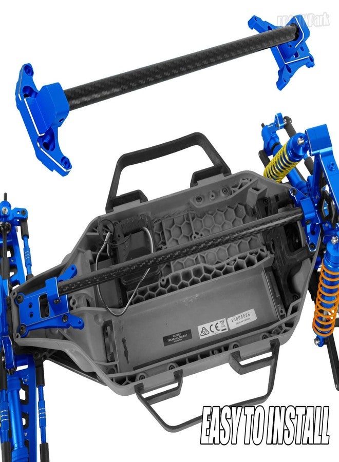 BRCatWPark Carbon Fibre Chassis Brace Upgrades Part for 1/10 Rustler 4WD (VXL)/Slash 4X4 LCG(VXL),RC Aluminum Chassis Brace Kit Hops Up, Replace Part#6730,Navy Blue - Image 4